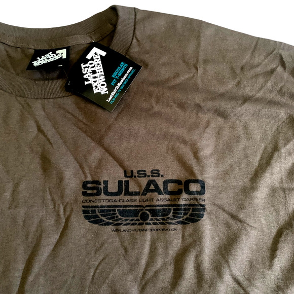 U.S.S Sulaco Conestoga Class Light Assust Carrier Men's Size XL Green T-Shirt - Picture 6 of 16